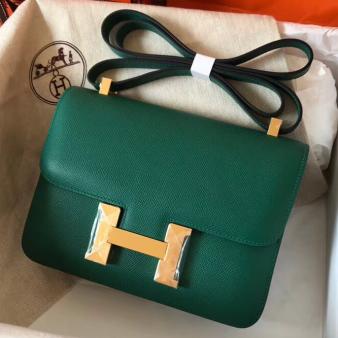 Hermes Malachite Epsom Leather Constance 24 Handmade Bag