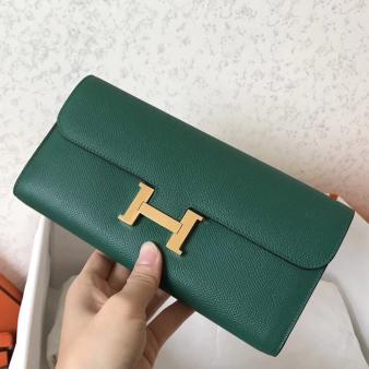 Hermes Malachite Epsom Leather Constance Long Wallet