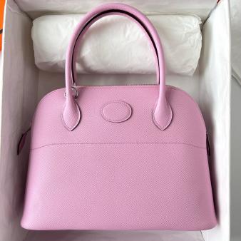 Hermes Mauve Sylvestre Epsom Calfskin Bolide 1923 27 Handmade Bag