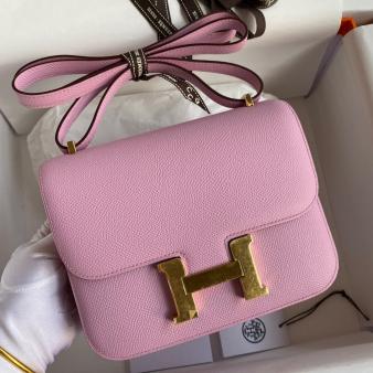 Hermes Mauve Sylvestre Epsom Calfskin Constance 18 Handmade Bag