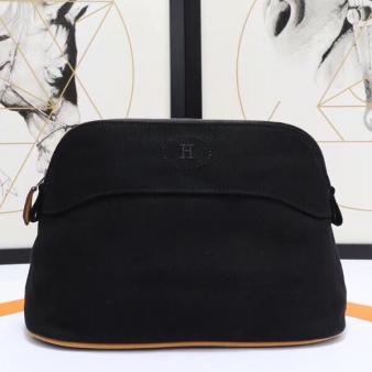 Hermes Medium Bolide Cotton Travel Case in Black