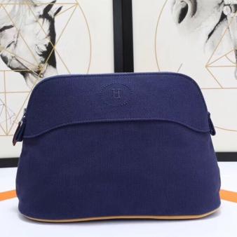 Hermes Medium Bolide Cotton Travel Case in Blue Electric