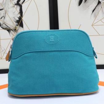 Hermes Medium Bolide Cotton Travel Case in Blue Horizon