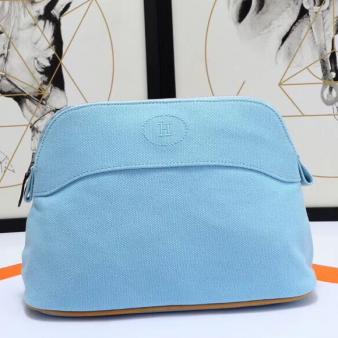 Hermes Medium Bolide Cotton Travel Case in Blue Lin