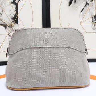 Hermes Medium Bolide Cotton Travel Case in Grey