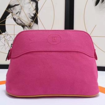 Hermes Medium Bolide Cotton Travel Case in Rose Red