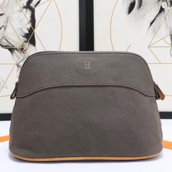 Hermes Medium Bolide Cotton Travel Case in Taupe