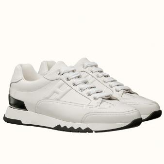 Hermes Men's Calfskin Leather Trail Sneakers in White