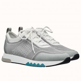 Hermes Men's Grey Knit Addict Sneakers