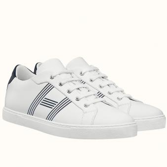 Hermes Men's White/Blue Calfskin Avantage Sneakers