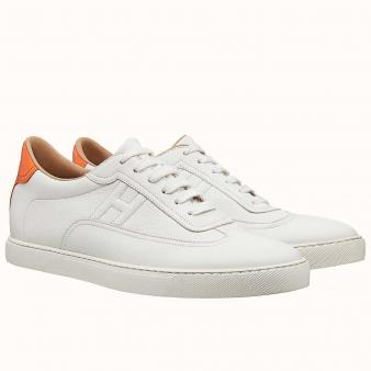 Hermes Men's White Calfskin Quicker Sneakers