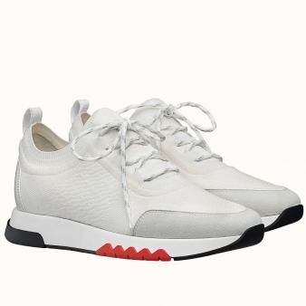 Hermes Men's White Knit Addict Sneakers