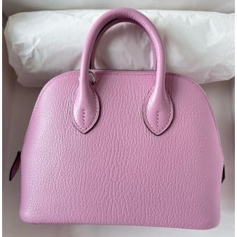 Hermes Mini Bolide 1923 Handmade Bag In Mauve Sylvestre Chevre Mysore Leather