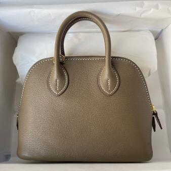 Hermes Mini Bolide 1923 Handmade Bag In Taupe Chevre Mysore Leather