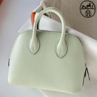 Hermes Mini Bolide 1923 Handmade Bag In Vert Fizz Chevre Mysore Leather