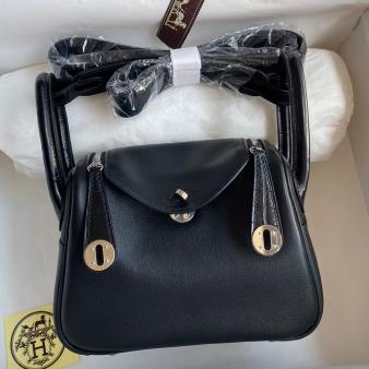 Hermes Mini Lindy Handmade Bag in Swift Leather Black