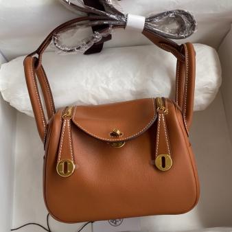 Hermes Mini Lindy Handmade Bag in Swift Leather Gold