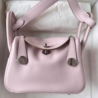 Hermes Mini Lindy Handmade Bag in Swift Leather Mauve Pale