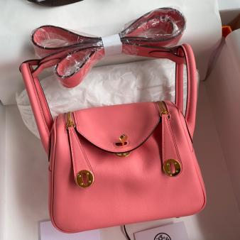 Hermes Mini Lindy Handmade Bag in Swift Leather Rose Lipstick