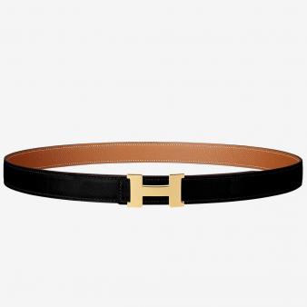 Hermes Mini Reversible Belt Black/Gold Constance 24mm