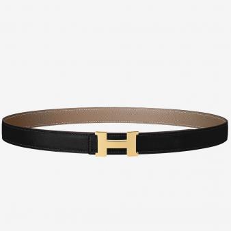 Hermes Mini Reversible Belt Black/Taupe Constance 24mm