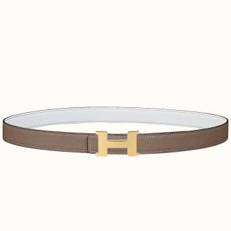 Hermes Mini Reversible Belt Taupe/White Constance 24mm