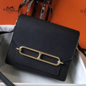 Hermes Mini Sac Roulis 18cm Bag in Evercolor Calfskin Black