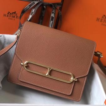 Hermes Mini Sac Roulis 18cm Bag in Evercolor Calfskin Brown