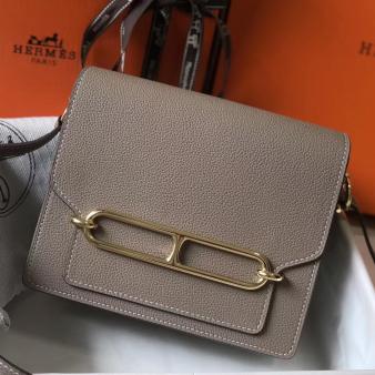 Hermes Mini Sac Roulis 18cm Bag in Evercolor Calfskin Grey