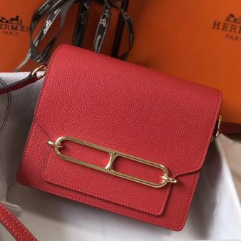 Hermes Mini Sac Roulis 18cm Bag in Evercolor Calfskin Red