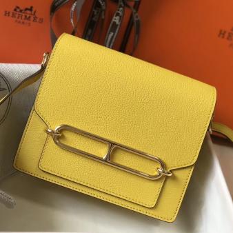 Hermes Mini Sac Roulis 18cm Bag in Evercolor Calfskin Yellow