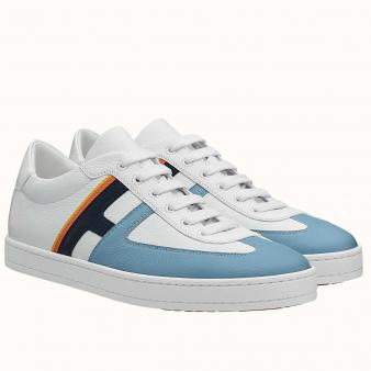 Hermes Multicolore Blue Leather Boomerang Sneakers