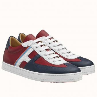 Hermes Multicolore Bordeaux Leather Boomerang Sneakers