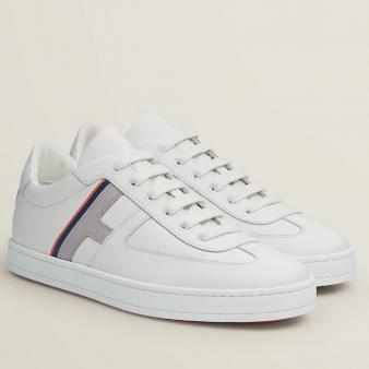 Hermes Multicolore White Leather Boomerang Sneakers