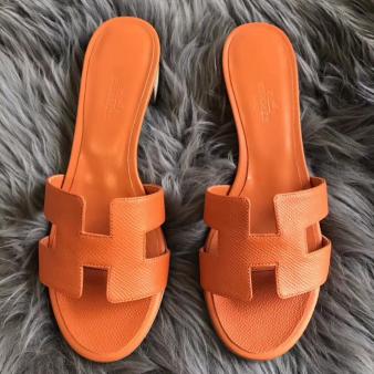 Hermes Oasis Sandals in Epsom Leather Orange