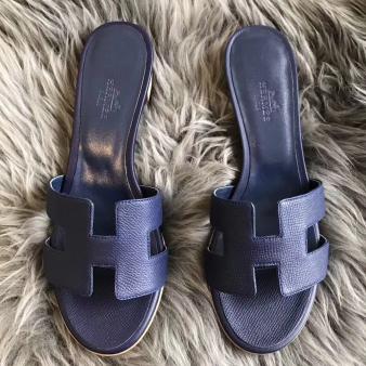 Hermes Oasis Sandals in Epsom Leather Sapphire