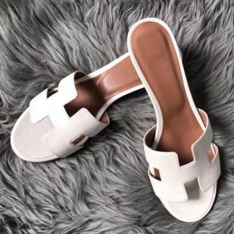 Hermes Oasis Sandals in Epsom Leather White