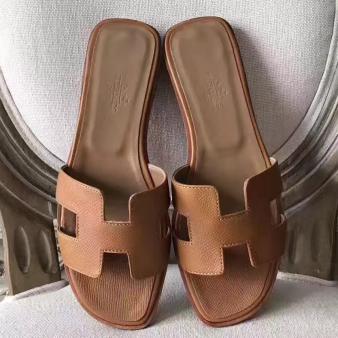 Hermes Oran Sandals Epsom Leather Brown