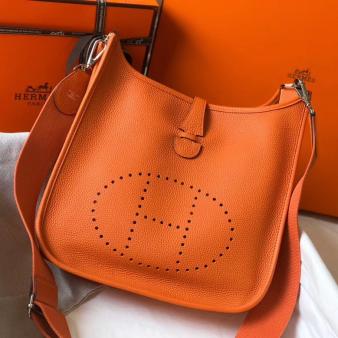 Hermes Orange Clemence Leather Evelyne III 29 PM Bag