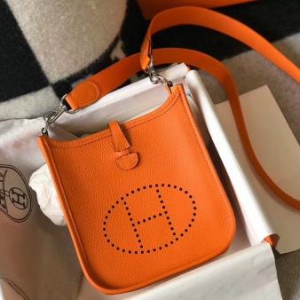 Hermes Orange Clemence Leather Evelyne III TPM Bag