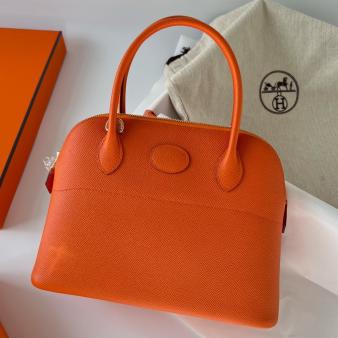 Hermes Orange Epsom Calfskin Bolide 1923 27 Handmade Bag