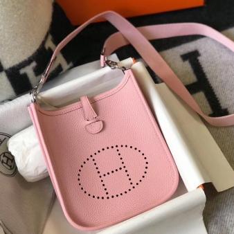 Hermes Pink Clemence Leather Evelyne III TPM Bag