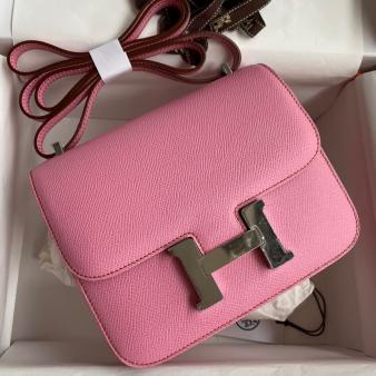 Hermes Pink Epsom Calfskin Constance 18 Handmade Bag