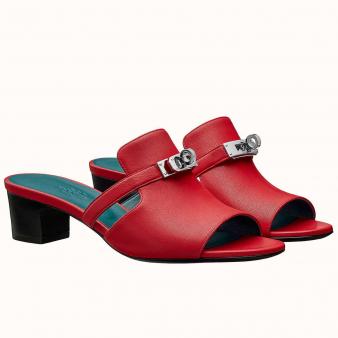 Hermes Red Calfskin Candy 40mm Sandals