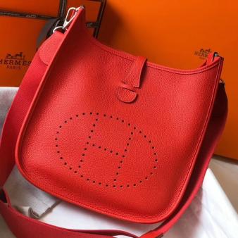 Hermes Red Clemence Leather Evelyne III 29 PM Bag