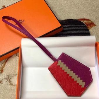 Hermes Red/Purple Clochette Cles Grand Tressage Charm