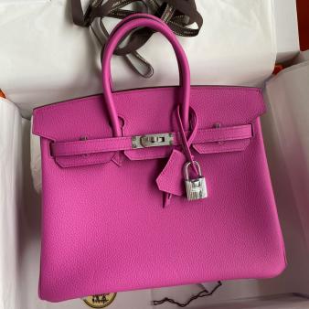 Hermes Retourne Birkin Bag 25 Handmade In Magnolia Clemence Leather