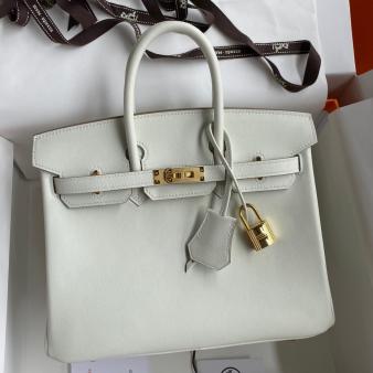 Hermes Retourne Handmade Birkin Bag 25 In Beton Swift Calfskin