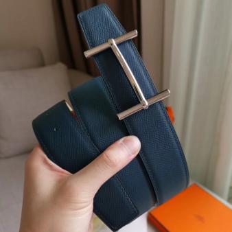 Hermes Reversible d'Ancre Belt In Blue/White Epsom Leather