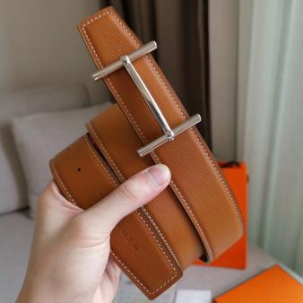 Hermes Reversible d'Ancre Belt In Gold/Red Epsom Leather